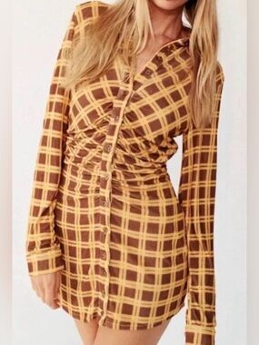 With Jean Andy Checkered Mini Dress Size XXS